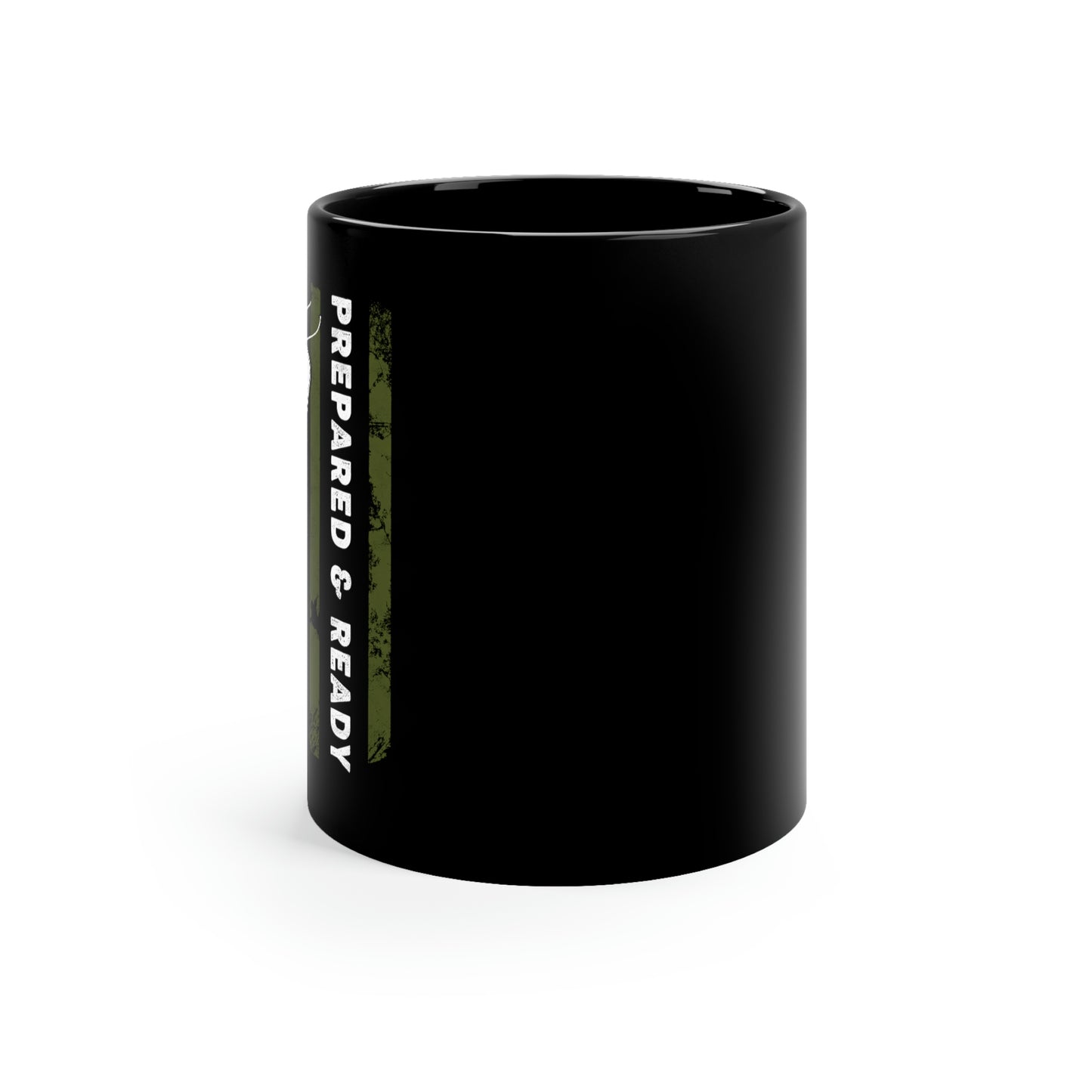 Preparado y listo - Taza negra de 11 oz