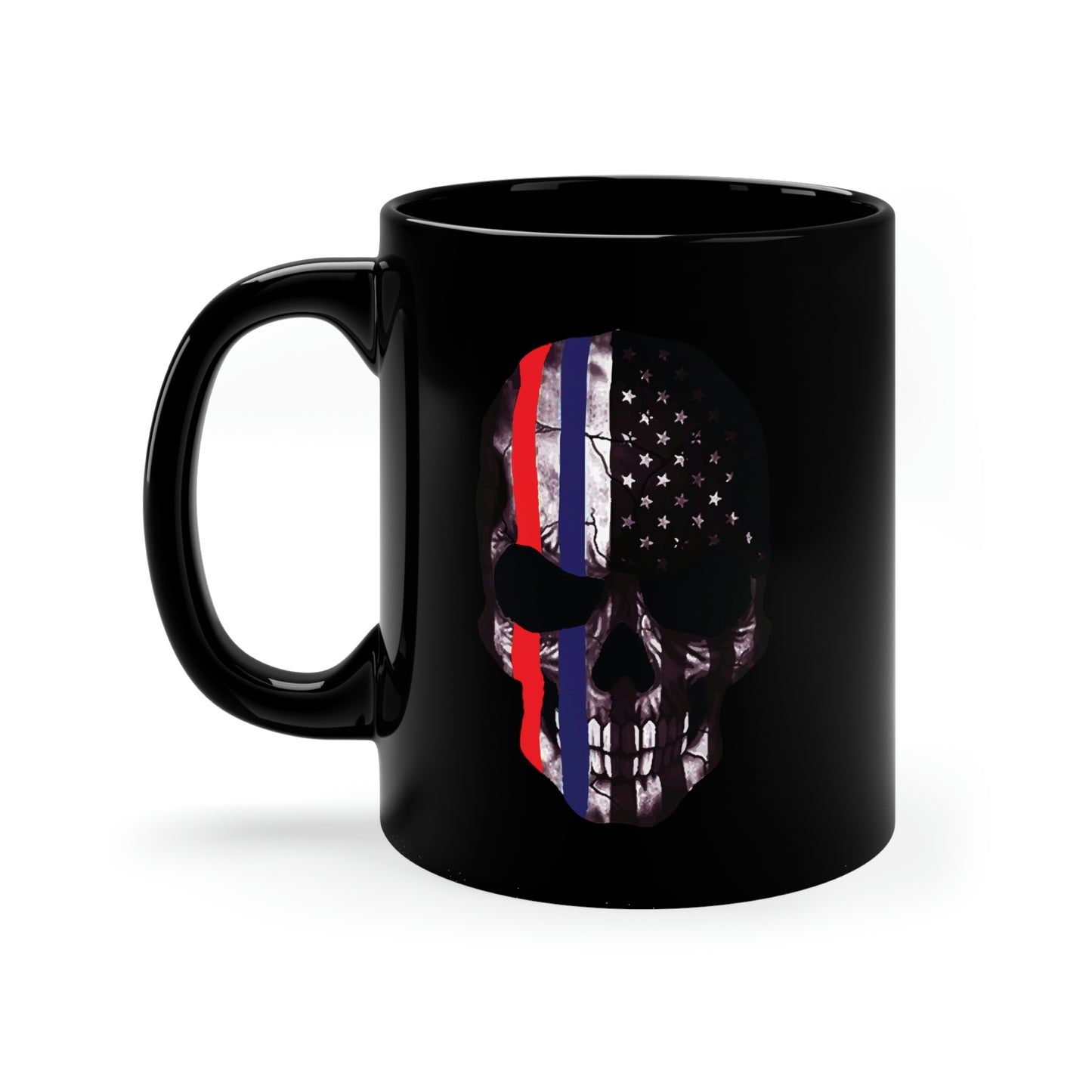 Cráneo patriótico - Taza negra de 11 oz