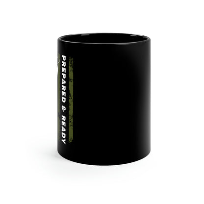 Preparado y listo - Taza negra de 11 oz